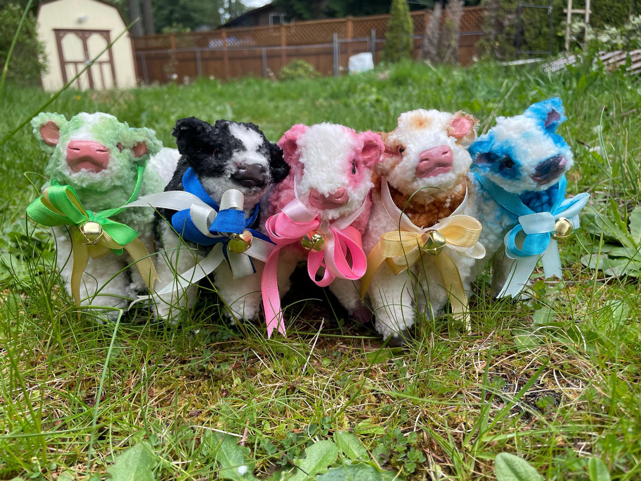 CUSTOM Fluffy Cow  OOAK resin Artdoll (not posable)