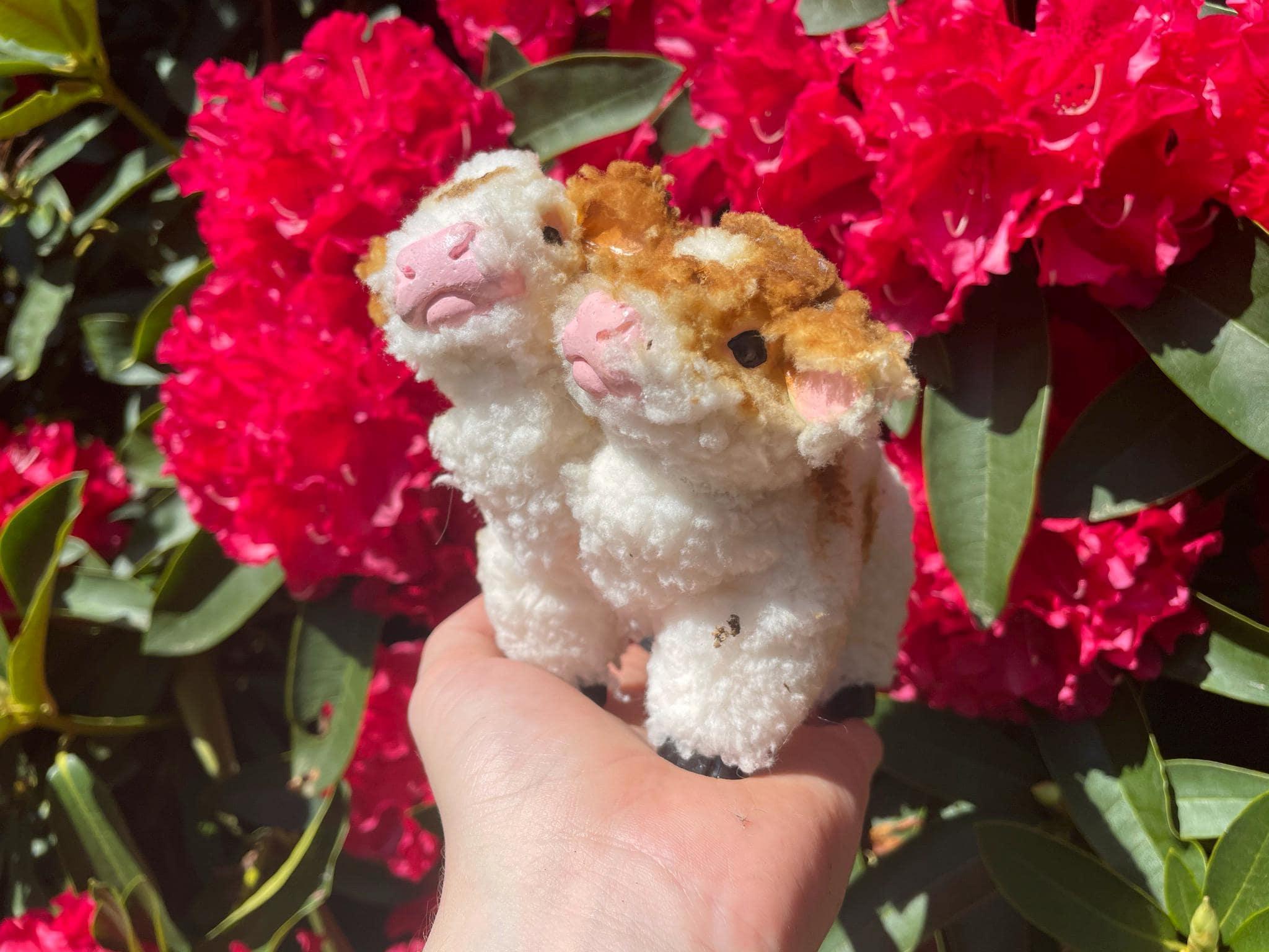CUSTOM Fluffy Cow two headed OOAK resin Artdoll (not posable)